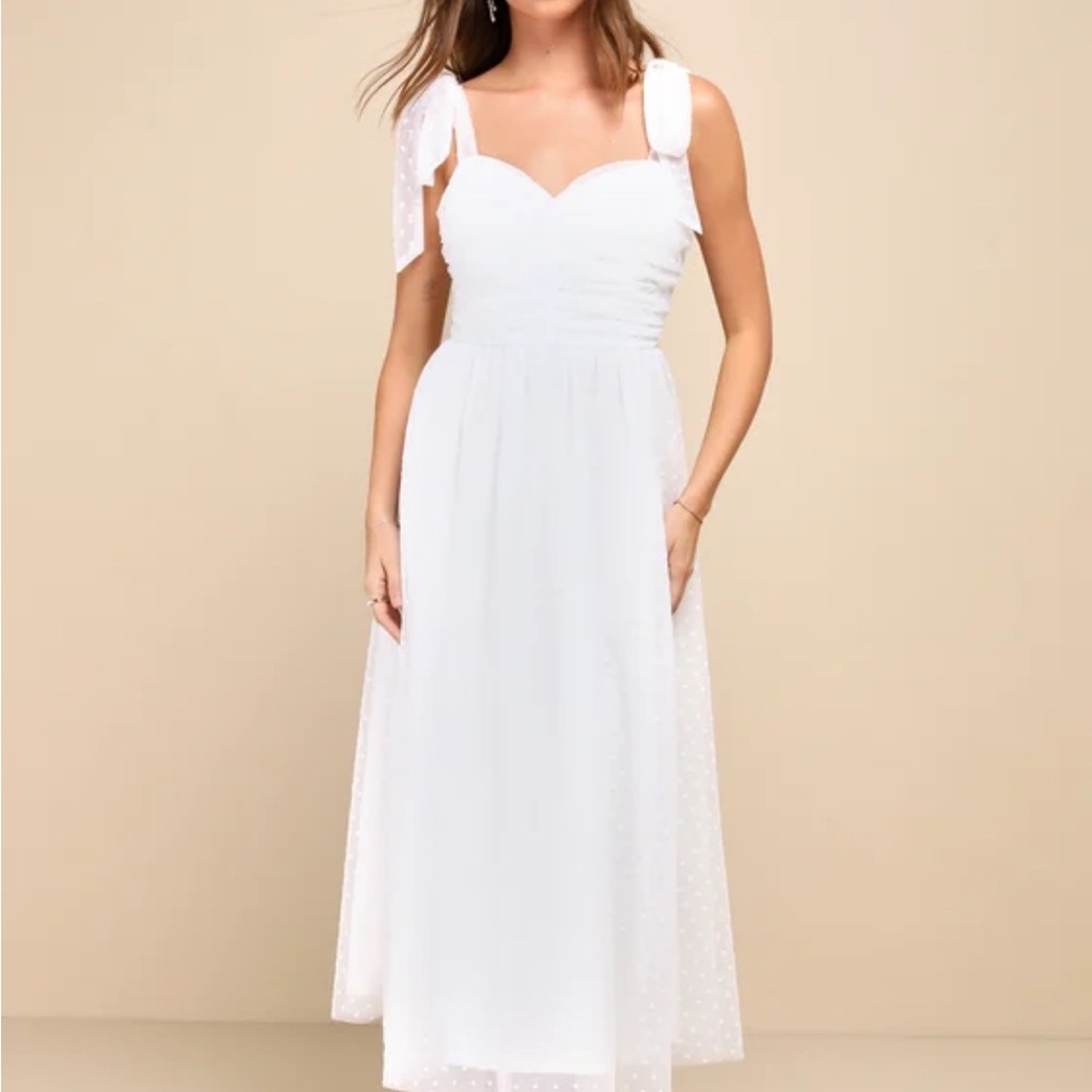 Lulu's Wedding White Dress with Heart Pattern